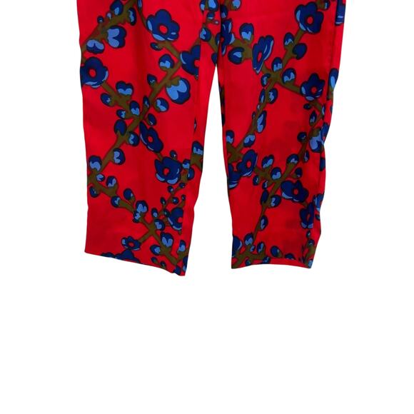J. Crew Drapey Pull-on Pant Trouser Lattice Floral Print Drawstring Red Size 4 - Picture 5 of 12